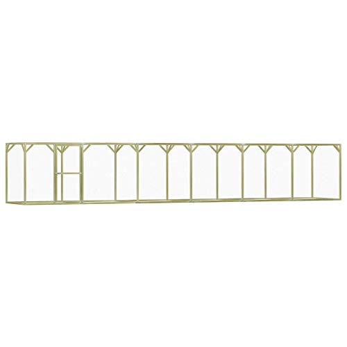 Kshzmoto Hühnerkäfig Hühnerstall Hühnerhaus Freilaufgehege für Hühnerkäfig Geflügelstall Vogelkäfig Kleintiere 1,5 x 9 x 1,5 m Imprägniertes Kiefernholz Grün und Silbern von Kshzmoto