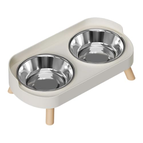 Erhöhte Futterstation für Haustiere, spritzwassergeschützt, für bequeme Hunde, Fressnapf, helle Farbe, Edelstahl von Ksikdeg