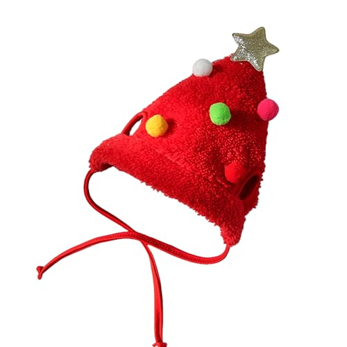 Ksikdeg Rentier-Weihnachtsbaum-Kopfbedeckung, Hut für Haustierdekorationen, Rentier, Stern, Pompons, Weihnachten, Hunde-Kopfbedeckung, Foto von Ksikdeg