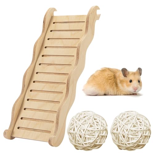 1 Stück Hamsterleiter, Hamster Holzspielzeug Ball, Hamster-Kletterleiter, Hamster Spielzeug, Hamster Zubehör, Rennmaus Zubehör, Holz-Kletterspielzeug für Hamster, Rennmäuse, Mäuse und Kleintiere von Ktnyl