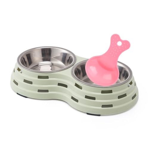 KuTi Kai Doppelte Hundenäpfe für Futter und Wasser, hochwertige, abnehmbare Edelstahl-Doppelnäpfe mit rutschfester Unterseite und 1 Futterschaufel für Haustiere und kleine Hunde, Katzen usw. (klein von KuTi Kai