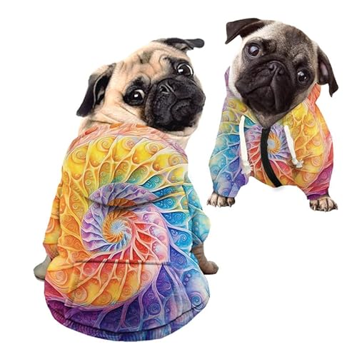 Kuiaobaty Abstrakte bunte Kapuze Hund Kleidung Sweatshirt Weiche Hund Onesie Pullover Kleidung, Fractal Farbe Hund Hoodies für kleine Hunde von Kuiaobaty