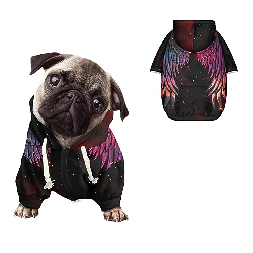 Kuiaobaty Angle Wings Hunde-Kapuzenpullover für kleine Hunde, atmungsaktiv, mit Reißverschluss, mit Tasche, neuartiger Flügeldruck, modisch, weich Kuiaobaty Angle Wings Hunde-Kapuzenpullover für kleine Hunde, atmungsaktiv, mit Reißverschluss, mit Tasche, neuartiger Flügeldruck, modisch, weich von Kuiaobaty