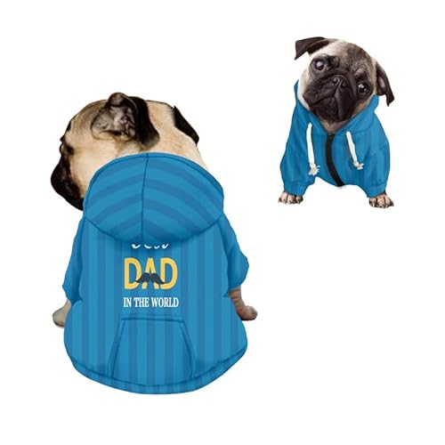 Kuiaobaty Best Dad Print Hoodies Mantel Pullover für kleine Hunde Katzen Kleidung, blaues Hunde-Sweatshirt Welpe Hund Kapuzenmantel Jacke von Kuiaobaty