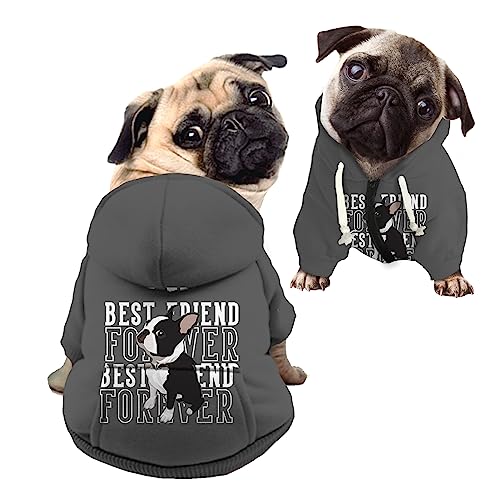 Kuiaobaty Best Friend Hunde-Kapuzenjacke, niedlicher französischer Bulldoggen-Druck, Hunde-Sweatshirt mit Kapuze, Grau von Kuiaobaty