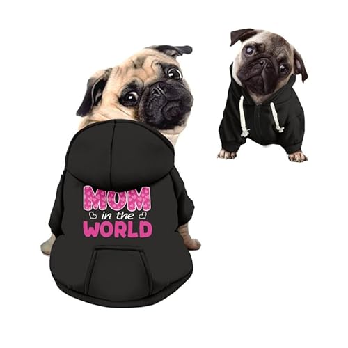 Kuiaobaty Best Mon Print Puppy Dog Hoodie Doggy Shirt Kleidung Outfits, Schwarz Chihuahua Hundepullover Atmungsaktiv Outdoor Pullover für Haustiere von Kuiaobaty