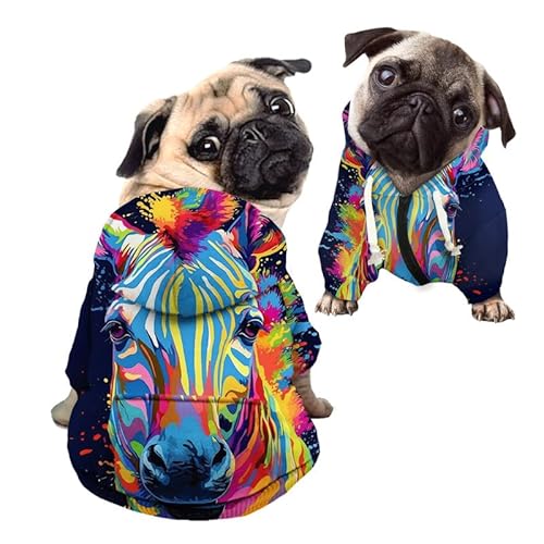 Kuiaobaty Color Paint Hundepullover mit Zebramuster, bequemer Hunde-Kapuzenpullover, Haustierkleidung, dehnbarer Einteiler für kleine und mittelgroße Hunde von Kuiaobaty