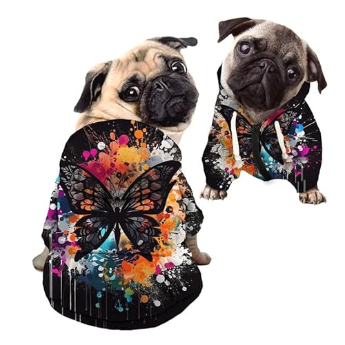 Kuiaobaty Color Splash Hunde-Sweatshirt mit Schmetterlings-Motiv, für kleine Hunde, Katzen, Haustiere, warm, Herbst-Kapuzenpullover, Outdoor-Hundebekleidung Kuiaobaty Color Splash Hunde-Sweatshirt mit Schmetterlings-Motiv, für kleine Hunde, Katzen, Haustiere, warm, Herbst-Kapuzenpullover, Outdoor-Hundebekleidung von Kuiaobaty