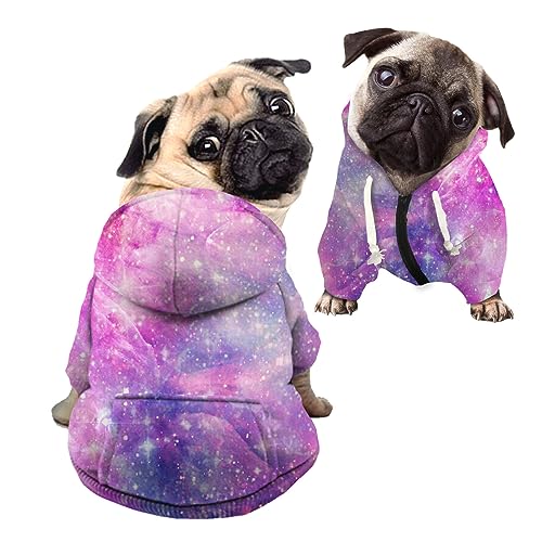 Kuiaobaty Dreamy Pink Hoodies für Hunde und Mädchen, Weltraum Sternenhaus-Haustier-Sweatshirt für kleine und mittelgroße Hunde, dehnbare Hundepullover von Kuiaobaty