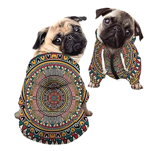 Kuiaobaty Ethnische Hunde-Kapuzenpullover, indisches Mandala-Kunst, Herbst, warme Hoodies, Boho-Stil, Tribal-Dahlie, Hundekostüme, Outfits, Kleidung von Kuiaobaty