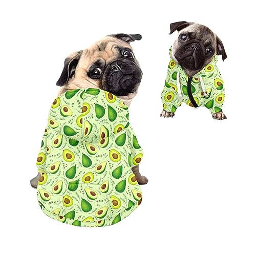 Kuiaobaty Hunde-Kapuzenpullover für kleine Hunde, niedliches Avocado-Motiv, mit Früchten, Sweatshirt für mittelgroße und kleine Hunde von Kuiaobaty