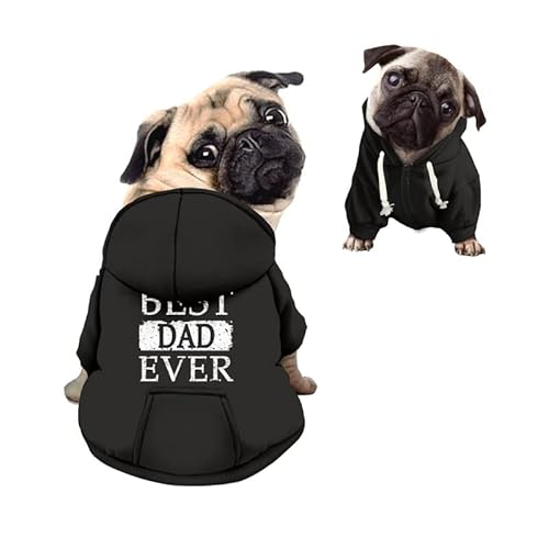 Kuiaobaty Hunde-Kapuzenpullover für kleine Neuheit Best Dad Print Hundebekleidung Welpe Haustier Pullover Winter Sweatshirt Mantel Outfits, Schwarz von Kuiaobaty