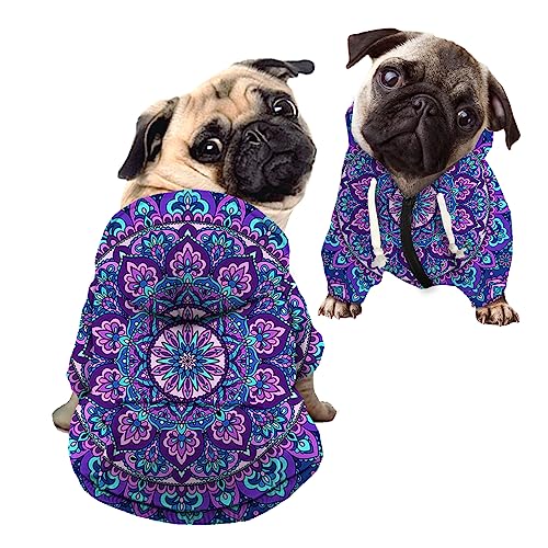 Kuiaobaty Hunde-Kapuzenpullover im Boho-Mandala-Druck für kleine Hunde, ethnische Hunde, Outdoor-Sweatshirt, Mantel, Outfits, Welpen, Haustier-Pullover von Kuiaobaty