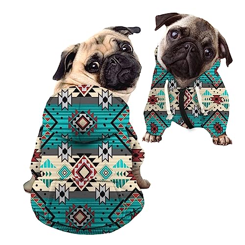 Kuiaobaty Hunde-Kapuzenpullover mit Azteken-Motiv, für Welpen, Ethno-Stil, atmungsaktiv, Chihuahua, Hundepullover von Kuiaobaty