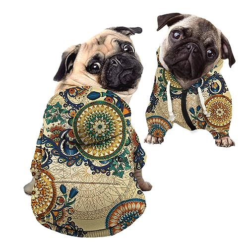 Kuiaobaty Hunde-Kapuzenpullover mit Boho-Mandala-Druck, für kleine Hunde, indische Dahlie, Sweatshirt für mittelgroße und große Hunde Kuiaobaty Hunde-Kapuzenpullover mit Boho-Mandala-Druck, für kleine Hunde, indische Dahlie, Sweatshirt für mittelgroße und große Hunde von Kuiaobaty