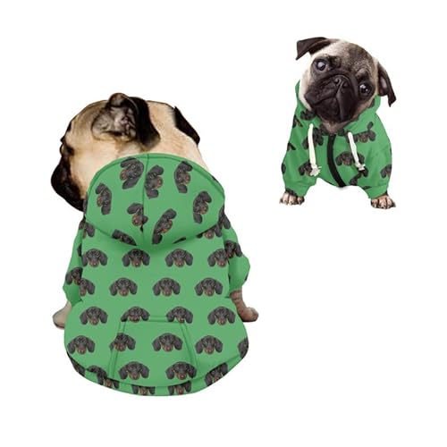 Kuiaobaty Hunde-Kapuzenpullover mit Dackel-Motiv, für kleine Hunde, Grün von Kuiaobaty