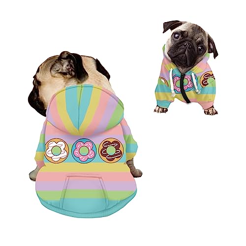 Kuiaobaty Hunde-Kapuzenpullover mit Donut-Aufdruck, niedliches Dessert-Muster, Pullover für Chihuahua, Outdoor-Pullover von Kuiaobaty