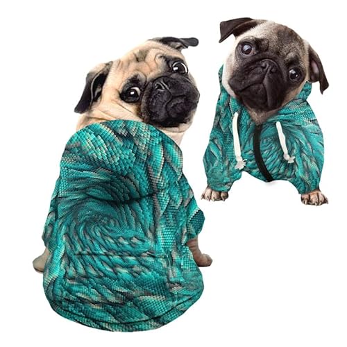Kuiaobaty Hunde-Kapuzenpullover mit Drachenmuster, Schlangenleder-Textur, Reißverschluss, bequem, mit Hut, türkisfarbenes Sweatshirt für kleine und mittelgroße Hunde Kuiaobaty Hunde-Kapuzenpullover mit Drachenmuster, Schlangenleder-Textur, Reißverschluss, bequem, mit Hut, türkisfarbenes Sweatshirt für kleine und mittelgroße Hunde von Kuiaobaty