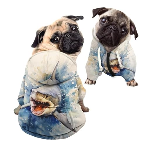 Kuiaobaty Hunde-Kapuzenpullover mit Hai-Aufdruck, Wasserfarben, Meerhai, Haustier-Sweatshirt, Pullover für mittelgroße Hunde Kuiaobaty Hunde-Kapuzenpullover mit Hai-Aufdruck, Wasserfarben, Meerhai, Haustier-Sweatshirt, Pullover für mittelgroße Hunde von Kuiaobaty