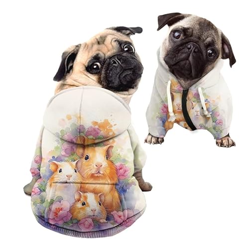 Kuiaobaty Hunde-Kapuzenpullover mit Meerschweinchen-Familien-Aufdruck, mit Reißverschluss, weißer Hundepullover Kuiaobaty Hunde-Kapuzenpullover mit Meerschweinchen-Familien-Aufdruck, mit Reißverschluss, weißer Hundepullover von Kuiaobaty