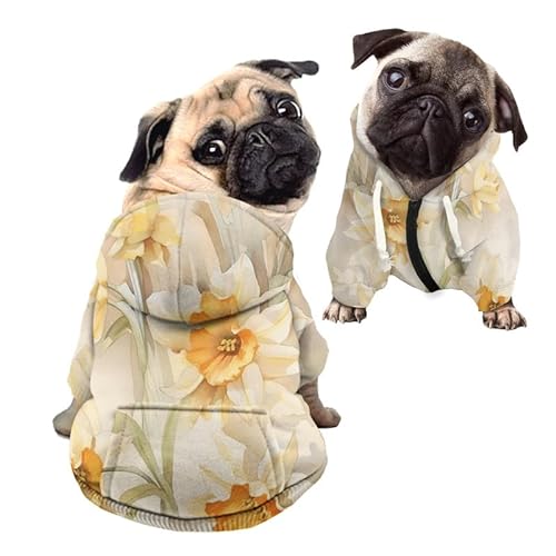 Kuiaobaty Hunde-Kapuzenpullover mit Narzissen-Motiv, warm, für Haustiere, Katzen, Herbst-Stil, Hunde-Sweatshirt, Hundekostüme, Outfits von Kuiaobaty