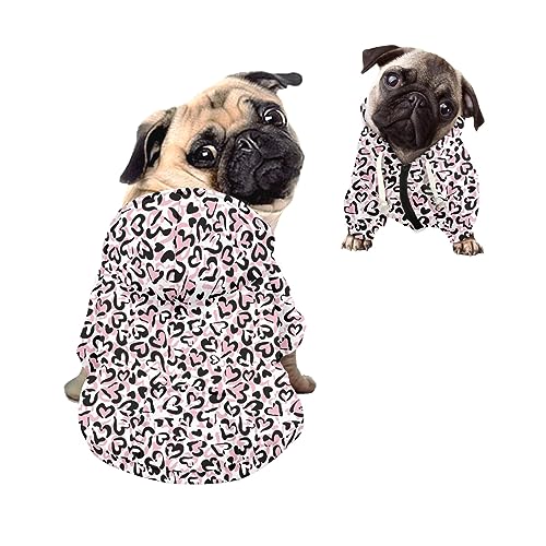 Kuiaobaty Hunde-Kapuzenpullover mit Reißverschluss, Leopardenmuster, für kleine und mittelgroße Hunde, Rosa Kuiaobaty Hunde-Kapuzenpullover mit Reißverschluss, Leopardenmuster, für kleine und mittelgroße Hunde, Rosa von Kuiaobaty