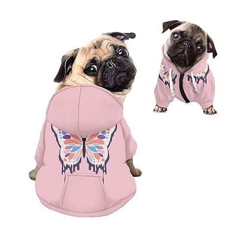 Kuiaobaty Hunde-Kapuzenpullover mit Schmetterlings-Aufdruck, warmes Herbst-Sweatshirt für Welpen, kleine, mittelgroße Hunde, Schmetterlinge, Kapuzenpullover, Rosa Kuiaobaty Hunde-Kapuzenpullover mit Schmetterlings-Aufdruck, warmes Herbst-Sweatshirt für Welpen, kleine, mittelgroße Hunde, Schmetterlinge, Kapuzenpullover, Rosa von Kuiaobaty