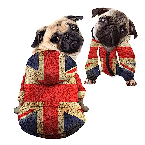 Kuiaobaty Hunde-Kapuzenpullover mit Union-Jack-Flagge, dehnbar, für kleine und mittelgroße Hunde, personalisierbar Kuiaobaty Hunde-Kapuzenpullover mit Union-Jack-Flagge, dehnbar, für kleine und mittelgroße Hunde, personalisierbar von Kuiaobaty