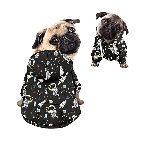 Kuiaobaty Hunde-Kapuzenpullover mit niedlichem Astronauten-Druck, Reißverschluss, bequem, für kleine und mittelgroße Hunde, Schwarz Kuiaobaty Hunde-Kapuzenpullover mit niedlichem Astronauten-Druck, Reißverschluss, bequem, für kleine und mittelgroße Hunde, Schwarz von Kuiaobaty