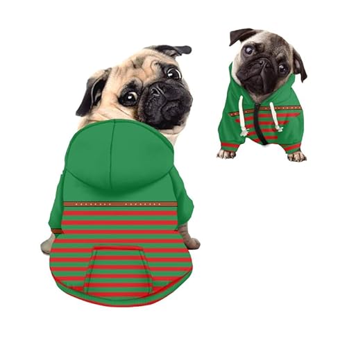 Kuiaobaty Hunde-Pullover mit Kapuze, mit Reißverschluss, Grün / Rot Kuiaobaty Hunde-Pullover mit Kapuze, mit Reißverschluss, Grün / Rot von Kuiaobaty