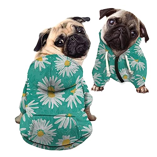 Kuiaobaty Hundemantel mit Gänseblümchen-Motiv, für kleine Hunde, atmungsaktiv, mit Reißverschluss, mit Tasche, weißes Blumenmuster, türkis, weiche Haustierkleidung Kuiaobaty Hundemantel mit Gänseblümchen-Motiv, für kleine Hunde, atmungsaktiv, mit Reißverschluss, mit Tasche, weißes Blumenmuster, türkis, weiche Haustierkleidung von Kuiaobaty