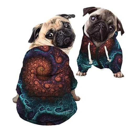 Kuiaobaty Hundepullover Komfort Hund Hoodies Neuheit Fraktale Kunst Haustier Kleidung, abstrakte Spirale dehnbar Hund Onesie Pyjama für kleine Hunde von Kuiaobaty