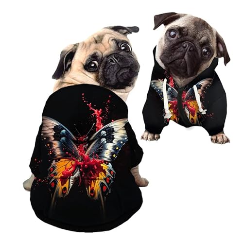 Kuiaobaty Hundepullover für kleine Hunde, lebendiger Schmetterlings-Druck, weich, atmungsaktiv, für Welpen, Haustiere, Sweatshirts, Hunde-Kapuzenpullover, Outdoor-Pullover von Kuiaobaty