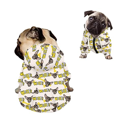 Kuiaobaty Hundepullover mit Chihuahua-Aufdruck für kleine Hunde, mit Kapuze – Haustier-Sweatshirt, Pullover für mittelgroße und große Hunde Kuiaobaty Hundepullover mit Chihuahua-Aufdruck für kleine Hunde, mit Kapuze – Haustier-Sweatshirt, Pullover für mittelgroße und große Hunde von Kuiaobaty
