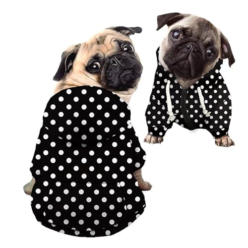 Kuiaobaty Hundepullover mit Kapuze, gepunktet, weich, für kleine Hunde, Schwarz Kuiaobaty Hundepullover mit Kapuze, gepunktet, weich, für kleine Hunde, Schwarz von Kuiaobaty