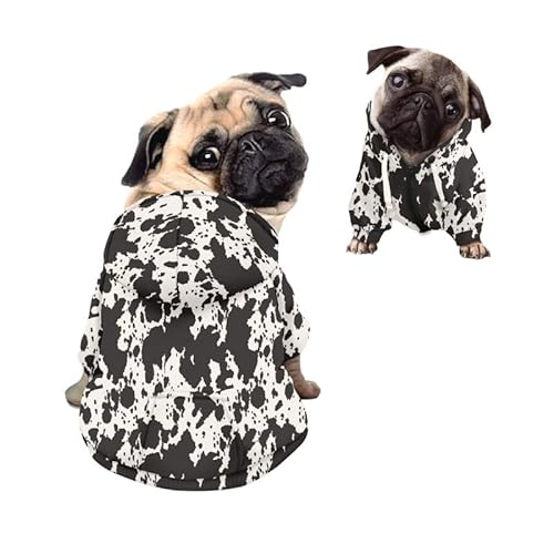 Kuiaobaty Hundepullover mit abstrakten Kuh-Punkten, bequemer Hunde-Kapuzenpullover, Haustierkleidung, dehnbarer Hunde-Einteiler für kleine und mittelgroße Hunde von Kuiaobaty