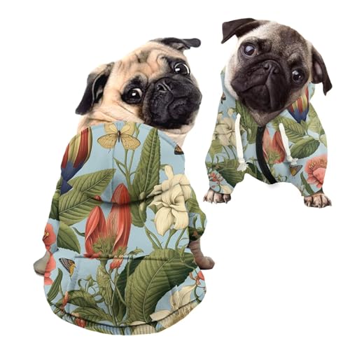 Kuiaobaty Kapuzen-Sweatshirt für kleine Hunde, mit Kapuze, Retro-Blumenmuster, Hunde-Kapuzenpullover für Welpen, Haustiere, Kleidung, Outfits von Kuiaobaty