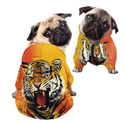 Kuiaobaty Kapuzenjacke mit Tiger-Aufdruck für kleine Hunde und Katzen, mit Tiger-Aufdruck von Kuiaobaty
