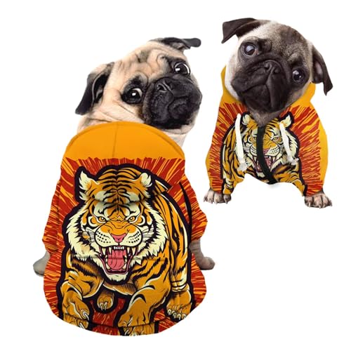 Kuiaobaty Kapuzenpullover für kleine Hunde mit Tigermuster, atmungsaktiv, Reißverschluss, mit Tasche, modisch, weiche Baumwolle, Welpen-Kapuzenpullover, Haustierkleidung, Größe M Kuiaobaty Kapuzenpullover für kleine Hunde mit Tigermuster, atmungsaktiv, Reißverschluss, mit Tasche, modisch, weiche Baumwolle, Welpen-Kapuzenpullover, Haustierkleidung, Größe M von Kuiaobaty