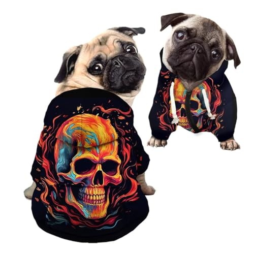 Kuiaobaty Kapuzenpullover mit Totenkopf-Motiv, Pullover für kleine Hunde und Katzen, schwarzes Hunde-Sweatshirt, Welpen-Hunde-Kapuzenmantel Kuiaobaty Kapuzenpullover mit Totenkopf-Motiv, Pullover für kleine Hunde und Katzen, schwarzes Hunde-Sweatshirt, Welpen-Hunde-Kapuzenmantel von Kuiaobaty