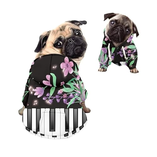 Kuiaobaty Klavierblumen Drucken Hoodies Mantel Pullover für kleine Hunde Katzen Kleidung, Musik Muster Hund Sweatshirt Welpen Doggie Kapuzenmantel Jacke Kuiaobaty Klavierblumen Drucken Hoodies Mantel Pullover für kleine Hunde Katzen Kleidung, Musik Muster Hund Sweatshirt Welpen Doggie Kapuzenmantel Jacke von Kuiaobaty