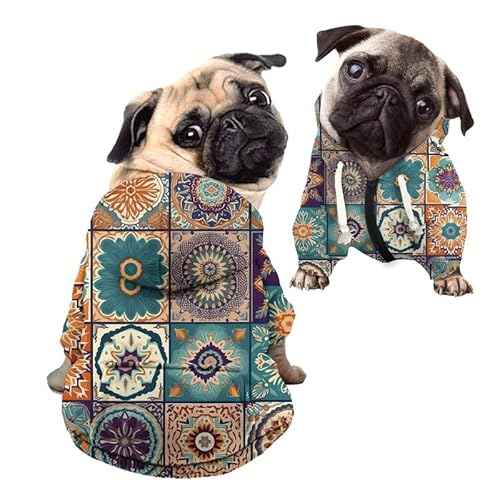 Kuiaobaty Moroccan Ethnic Dog Hoodie Zipper Comfort Puppy Pet Sweatshirt with Hat Sweatshirt for Small Medium Dogs Jumper Outfits von Kuiaobaty