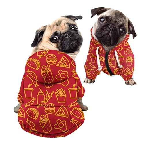 Kuiaobaty Neuheit Lebensmittel Muster Hund Pullover Hoodie Welpen Haustiere Kleidung, Hamburger Pizza Druck Hund Hoodies Stretchy Playwear für Hunde Katzen von Kuiaobaty