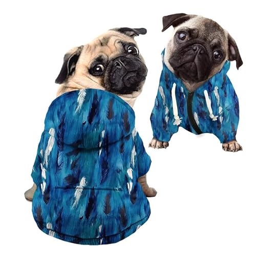 Kuiaobaty Paint Blue Kleidung für kleine Hunde, einfarbig, dehnbar, mit Kapuze für mittelgroße Hunde von Kuiaobaty