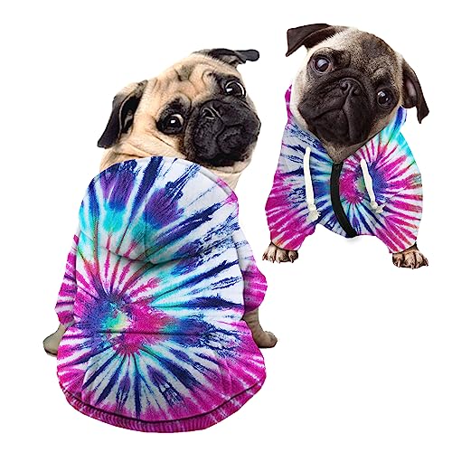 Kuiaobaty Tie Dye Art Puppy Dog Hoodie Doggy Shirt Kleidung Outfits, Farbspirale Hund Pullover Atmungsaktiv Outdoor Pullover für Haustiere von Kuiaobaty