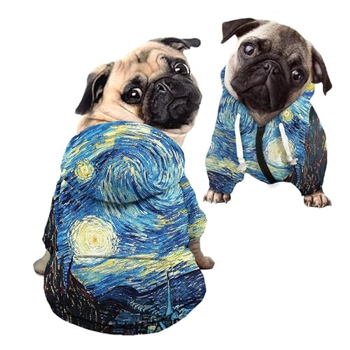 Kuiaobaty Van Gogh Haustier-Sweatshirt, Motiv: Sternennacht, für mittelgroße Hunde von Kuiaobaty