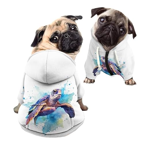 Kuiaobaty Wasserfarben-Schildkröten-Welpen-Kapuzenpullover für Hunde, Hunde-Shirt, Kleidung, Outfits, Meeresschildkröten-Druck, Hundepullover, atmungsaktiv, Outdoor-Pullover für Haustiere Kuiaobaty Wasserfarben-Schildkröten-Welpen-Kapuzenpullover für Hunde, Hunde-Shirt, Kleidung, Outfits, Meeresschildkröten-Druck, Hundepullover, atmungsaktiv, Outdoor-Pullover für Haustiere von Kuiaobaty