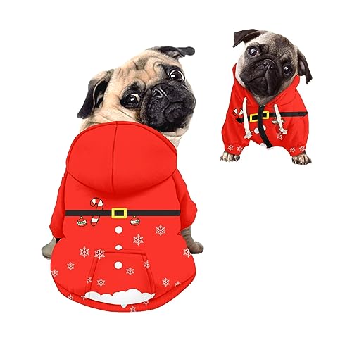 Kuiaobaty Weihnachtsmann-Outfit für kleine Hunde, Haustier-Weihnachtskostüm, Hunde-Kapuzenpullover, rotes Haustier-Sweatshirt für mittelgroße Hunde von Kuiaobaty