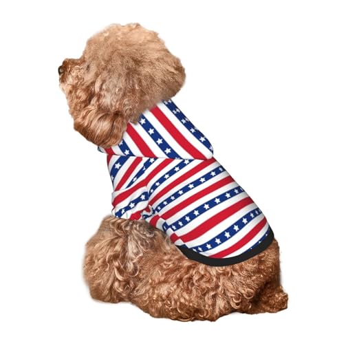 Kuilepa American Patriotic Hunde-Kapuzenpullover mit Sternen und Streifen bedruckt, Sicherheitshundpullover, Hundekleidung, Hunde-Kapuzenpullover für kleine, mittelgroße und große Hunde (Größe XS-XXL) von Kuilepa
