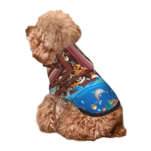 Kuilepa Animals On Noah's Ark2 Hunde-Kapuzenpullover, Sicherheitshundpullover, Hundekleidung, Hunde-Kapuzenpullover für kleine, mittelgroße und große Hunde (Größe XS-XXL) von Kuilepa